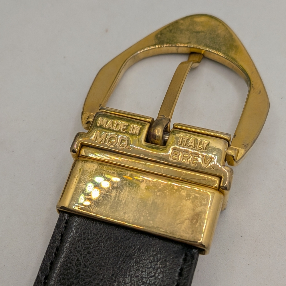 Vintage Made in Italy Reversible Leather Belt - Sz 36 - Mod Brev Buckle